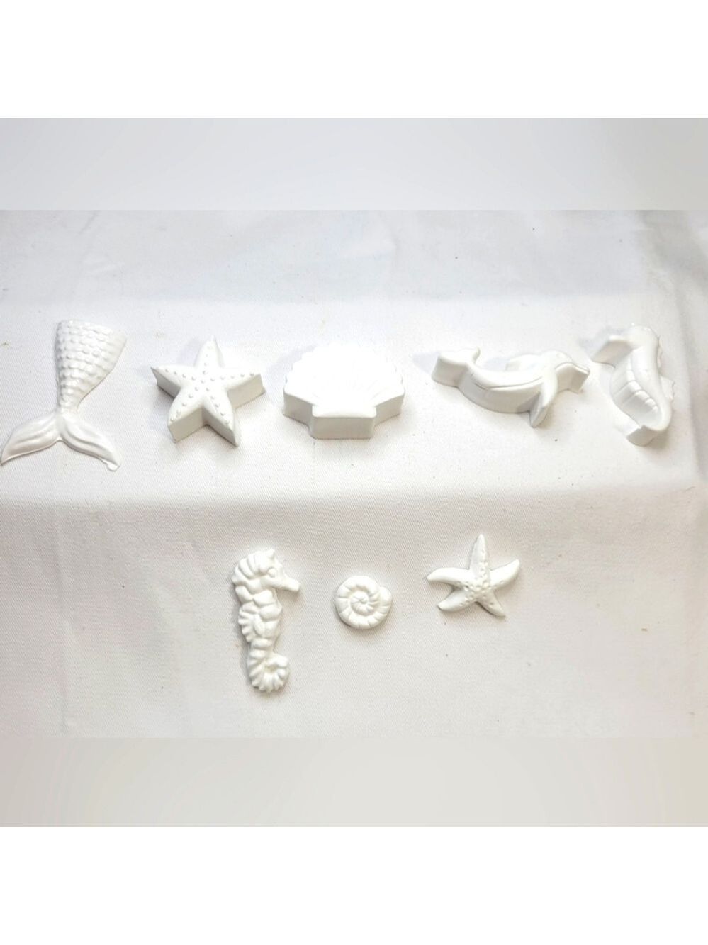 Ceramic Resin Sea Life Figures Handcrafted 8 Piece